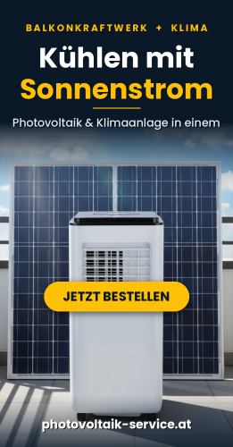 Kühlen mit Sonnenstrom - PV Paneele und Mobile Klimaaanlage